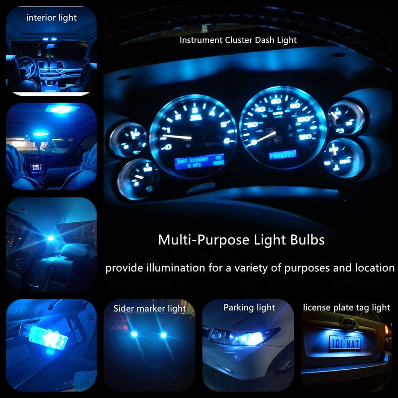 WLJH W5W 194 T10 Led Bulb PC195 PC194 PC168 Twist Socket Dashboard Instrument Cluster Interior Lights Map Dome Light Bulbs Dash Lights 12V Extremely Bright (Ice Blue,Pack of 6) - Image 2